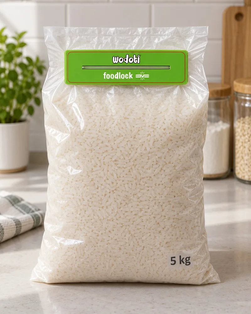 Foodlock uygulanmış 5 kg pirinç ambalajı